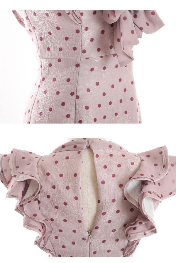 画像19: Lサイズあり【DEA./ディア】フリル/ リボン/ ドット/ マーメイド/ ミモレ丈/ ミディアムドレス/ キャバドレス【OF08】 (19)