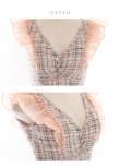 画像12: Lサイズあり【DEA. by ROBE de FLEURS/ディアバイローブドフルール】マーメイド/ チェックツイード/ フリルショルダー/ ミディドレス/ キャバドレス[OF2] (12)