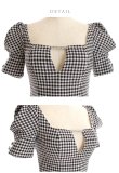 画像13: XSサイズあり【ROBE de FLEURS/ローブドフルール】ギンガムチェック/ レース/ ビジュー/ セットアップ/ 半袖/ 袖あり/ ミニドレス/ キャバドレス[OF2] (13)