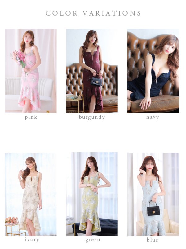 画像20: Lサイズあり【DEA./ディア】マーメイド/ フローラル/ バストジップ/ フリル/ テールカット/ ミディアムドレス/ キャバドレス【OF08】 (20)