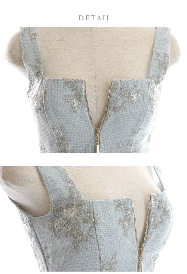 画像18: Lサイズあり【DEA./ディア】マーメイド/ フローラル/ バストジップ/ フリル/ テールカット/ ミディアムドレス/ キャバドレス【OF08】 (18)