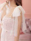 画像14: XSサイズあり【ROBE de FLEURS/ローブドフルール】ドットチュールリボン/ ツイード/ キャミソール/ バストジップ/ タイト/ ミニドレス/ キャバドレス[OF2] (14)
