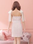 画像15: XSサイズあり【ROBE de FLEURS/ローブドフルール】ドットチュールリボン/ ツイード/ キャミソール/ バストジップ/ タイト/ ミニドレス/ キャバドレス[OF2] (15)