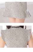 画像14: XSサイズあり【ROBE de FLEURS/ローブドフルール】チェックツイード/ マーメイド/ ネックリボン/ ジップ/ フリルショルダー/ ミニドレス/ キャバドレス[OF2] (14)