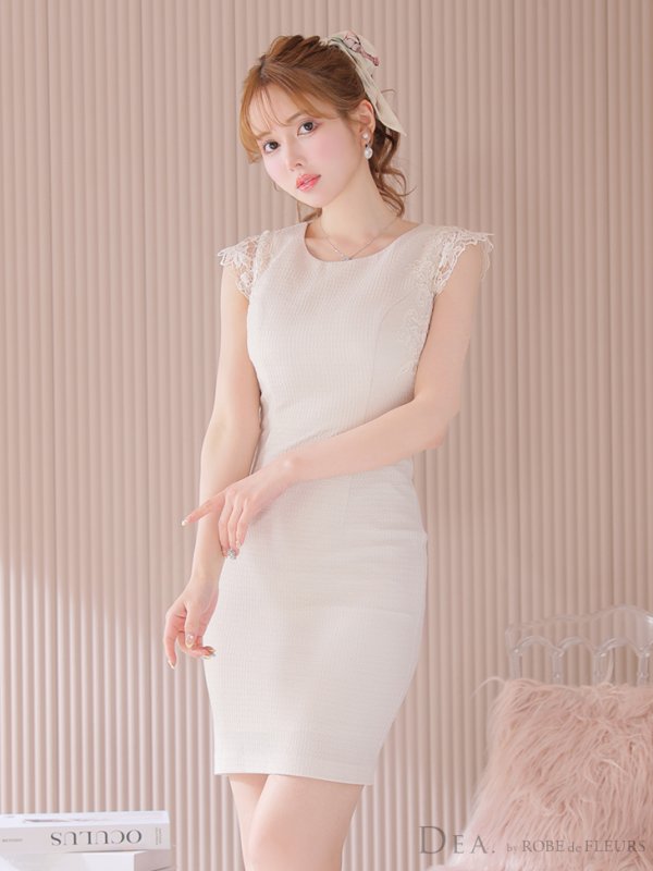 画像12: Lサイズあり【DEA./ディア】スカーフリボン/ ケミカルレース/ シンプル/ ワンカラー/ タイト/ ミニドレス/ キャバドレス【OF08】 (12)