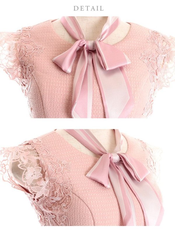 画像23: Lサイズあり【DEA./ディア】スカーフリボン/ ケミカルレース/ シンプル/ ワンカラー/ タイト/ ミニドレス/ キャバドレス【OF08】 (23)