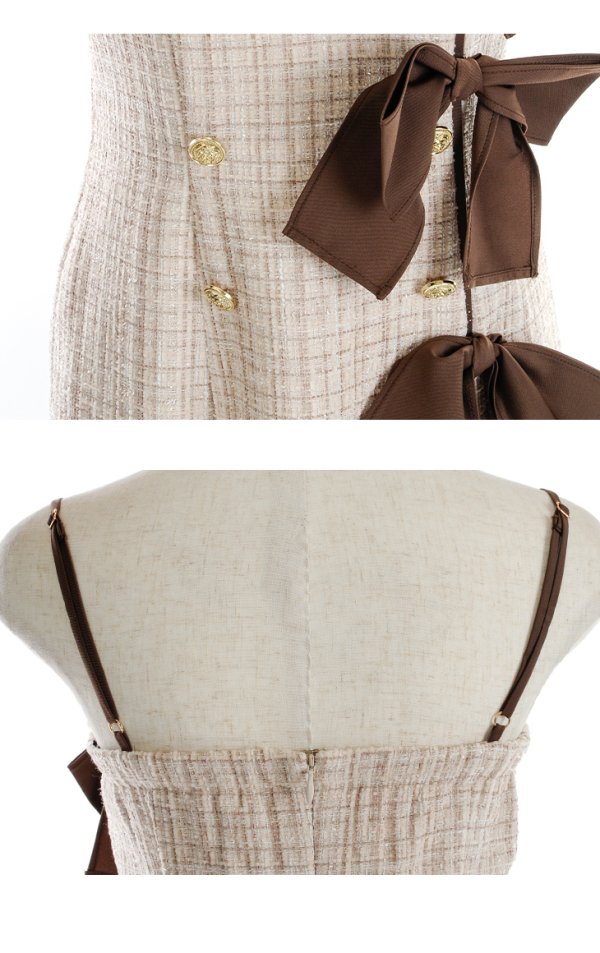 画像13: XSサイズあり【ROBE de FLEURS/ローブドフルール】RIBBON × TWEED　CAMI DRESS/ リボン/ ツイード/ キャミソール/ ミニドレス/ キャバドレス[OF08] (13)