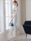 画像12: Lサイズあり【DEA.by ROBE de FLEURS/ディアバイローブドフルール】ツイードライクニット/ マーメード/ 半袖/ 袖あり/ ミモレ丈/ ミディアムドレス/ キャバドレス[OF2] (12)