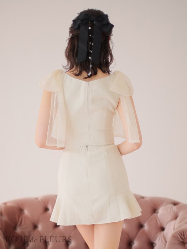 画像9: 【LIMITED SALE開催中！! 11月11日より順次発送予定】XSサイズあり【ROBE de FLEURS/ローブドフルール】オーガンジーリボン/ デコルテビジュー/ ノースリーブ/ フレア/ セットアップ/ ミニドレス/ キャバドレス[OF08] (9)