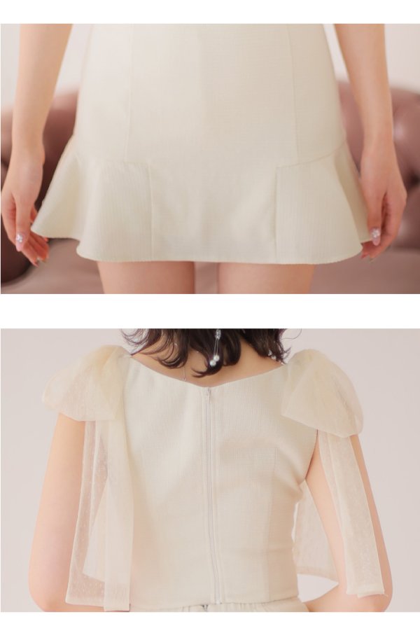 画像14: 【LIMITED SALE開催中！! 11月11日より順次発送予定】XSサイズあり【ROBE de FLEURS/ローブドフルール】オーガンジーリボン/ デコルテビジュー/ ノースリーブ/ フレア/ セットアップ/ ミニドレス/ キャバドレス[OF08] (14)