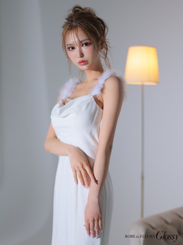 画像41: 【Glossy/グロッシー】サイドレース/ ファーストラップ/ ワンカラー/ キャミソール/ ストレッチ/ タイト/ ミモレ丈/ ロングドレス/ キャバドレスlong[OF2] (41)