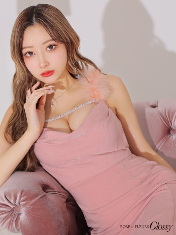 画像9: 【Glossy/グロッシー】サイドレース/ ファーストラップ/ ワンカラー/ キャミソール/ ストレッチ/ タイト/ ミモレ丈/ ロングドレス/ キャバドレスlong[OF08] (9)