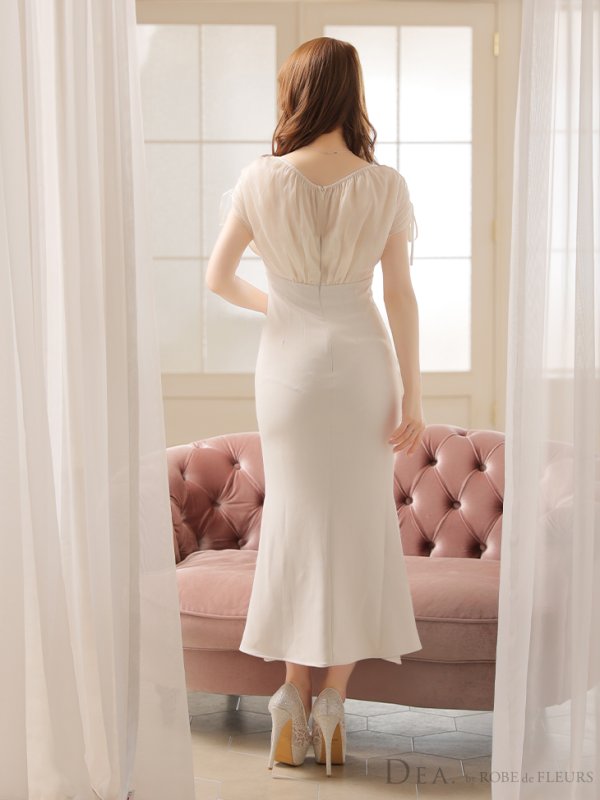 画像24: Lサイズあり【DEA./ディア】オーガンジー/ クラシカル/ ワンカラー/ ミモレ丈/ マーメイド/ ワンピース/ ロングドレス/ キャバドレス long[OF08] (24)