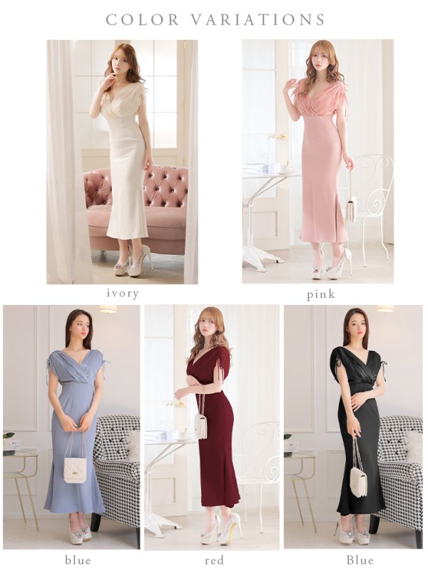 画像31: Lサイズあり【DEA./ディア】オーガンジー/ クラシカル/ ワンカラー/ ミモレ丈/ マーメイド/ ワンピース/ ロングドレス/ キャバドレス long[OF08] (31)