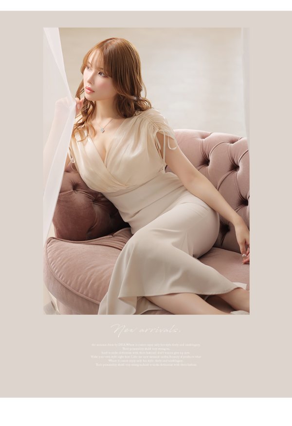 画像26: Lサイズあり【DEA./ディア】オーガンジー/ クラシカル/ ワンカラー/ ミモレ丈/ マーメイド/ ワンピース/ ロングドレス/ キャバドレス long[OF08] (26)