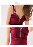 画像10: XSサイズあり【ROBE de FLEURS Glossy/ローブ・ド・フルール グロッシー】フロントジップ/ ベロアリボンキャミ/ ワンカラー/ タイト/ ミディアムドレス/ キャバドレス[OF2] (10)