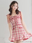 画像11: sugarコラボ商品☆【XSサイズあり】【ROBE de FLEURS/ローブドフルール】チェック柄/ マーメイド/ ショルダーリボン/ キャミソール/ セットアップ/ ミニドレス/ キャバドレス[OF2] (11)
