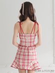 画像12: sugarコラボ商品☆【XSサイズあり】【ROBE de FLEURS/ローブドフルール】チェック柄/ マーメイド/ ショルダーリボン/ キャミソール/ セットアップ/ ミニドレス/ キャバドレス[OF2] (12)