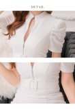 画像31: 門りょうちゃん着用 XSサイズあり【ROBE de FLEURS Glossy/ローブ・ド・フルール グロッシー】バストジッパー/ ワッフル/ 袖あり/ 半袖/ シンプル/ ワンカラー/ ストレッチ/ タイト/ ミニドレス/ キャバドレス[OF2] (31)