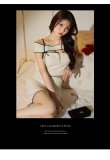 画像11: XSサイズあり【ROBE de FLEURS Glossy/ローブ・ド・フルール グロッシー】スエードリボン/ ワッフル/ オフショルダー/ フロントジップ/ タイト/ セットアップ/ ミニドレス/ キャバドレス[OF2] (11)
