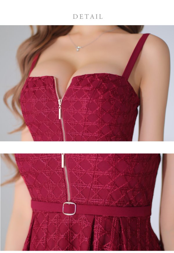 画像33: Lサイズあり【DEA./ディア】フロントジッパー/ チュール/ キャミソール/ Aライン/ フレア/ ミモレ丈/ ミディアム丈/ ワンピース/ ミディアムドレス/ キャバドレス【OF08】 (33)