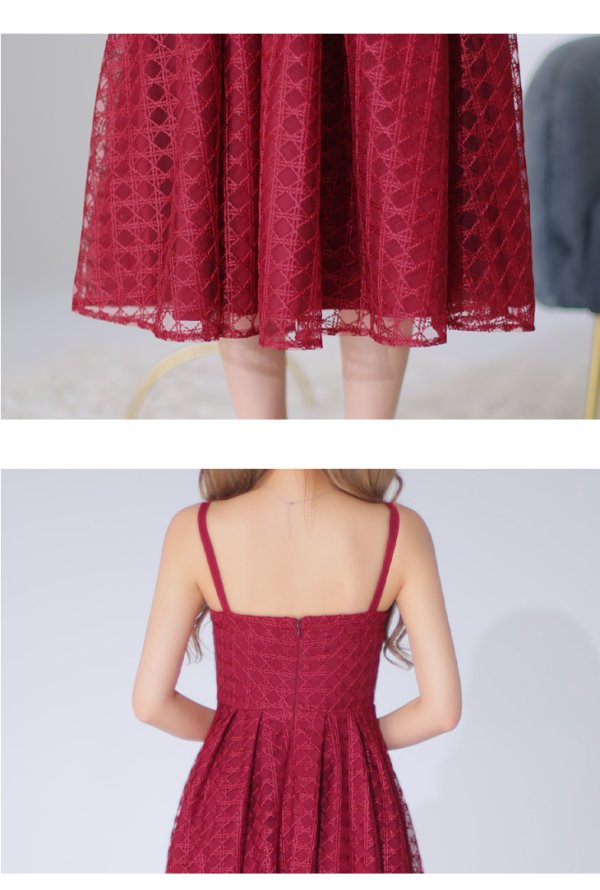 画像34: Lサイズあり【DEA./ディア】フロントジッパー/ チュール/ キャミソール/ Aライン/ フレア/ ミモレ丈/ ミディアム丈/ ワンピース/ ミディアムドレス/ キャバドレス【OF08】 (34)