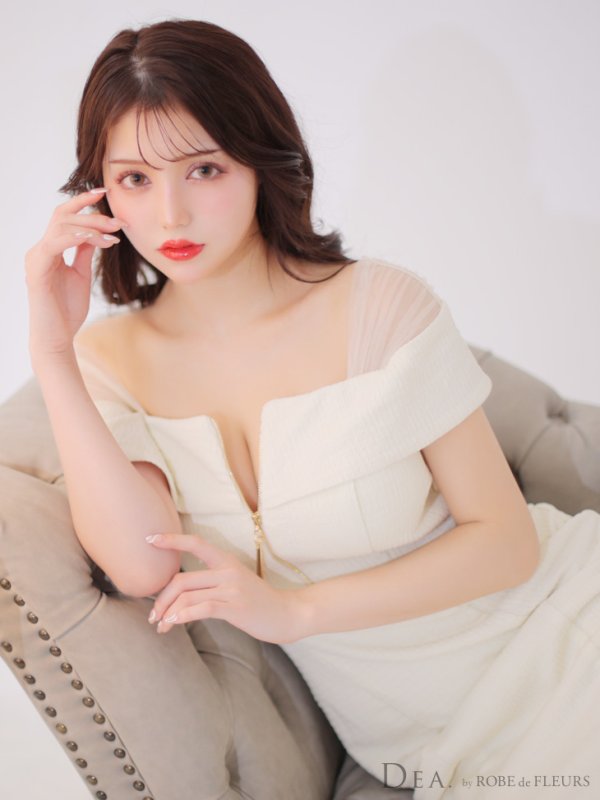 画像15: Lサイズあり【DEA./ディア】オフショルダー/ チュール/ フロントジップ/ マーメイド/ ミモレ丈/ マキシ丈/ ミディアムドレス/ キャバドレス【OF08】 (15)
