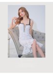画像11: Lサイズあり【DEA. by ROBE de FLEURS/ディアバイローブドフルール】ケミカルレース/ フリル/ マーメイド/ ノースリーブ/ フロントジップ/ 膝丈/ ミディアムドレス/ キャバドレス[OF2] (11)