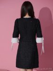 画像5: XSサイズあり【ROBE de FLEURS/ローブドフルール】ラメツイード/ 七分袖/ 袖フリル/ リボン/ フレア/ ミニドレス/ キャバドレス[OF2] (5)