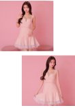 画像22: XSサイズあり【ROBE de FLEURS/ローブドフルール】ツイード/ ギンガムチェック/ フロントジップ/ ノースリーブ/ スパンコール/ フレア/ ミニドレス/ キャバドレス[OF2] (22)