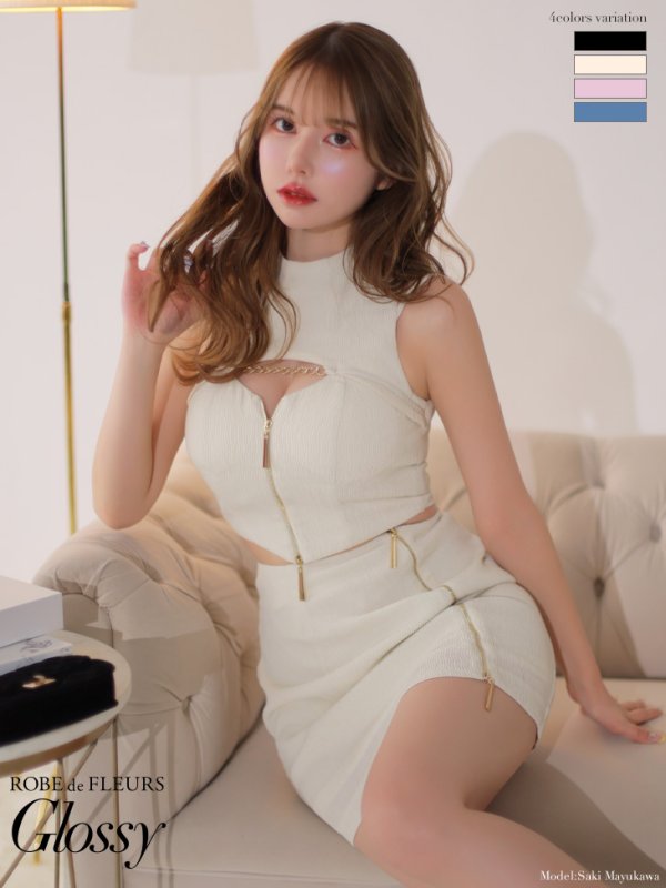 画像17: XSサイズあり【Glossy/グロッシー】マルチファスナー/ ハイネック/ ノースリーブ/ ワンカラー/ タイト/ ミニドレス/ キャバドレス[OF08] (17)