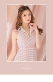 画像8: XSサイズあり【ROBE de FLEURS/ローブドフルール】襟デザイン/ スプリングツイード/ ギンガムチェック/ ノースリーブ/ プリーツ/ フレア/ ミニドレス/ キャバドレス[OF2] (8)