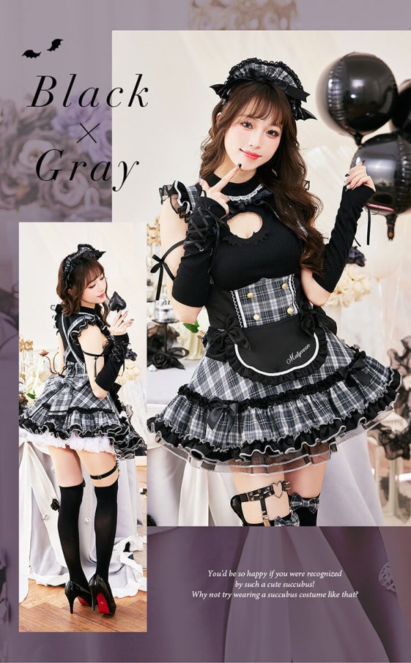 画像9: 【送料無料！】【ハロウィン】ガーリーロックサキュバスメイド【コスプレ11点SET】【Fサイズ】[OF03]モデル着用 (9)