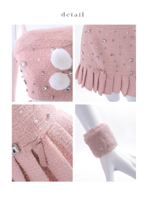 画像20: 【サンタSALE!!】【即日発送！】【サンタコス 4点セット】【XS-Lサイズ/1カラー】チェックセットアップビジューサンタコスプレ[OF01] (20)