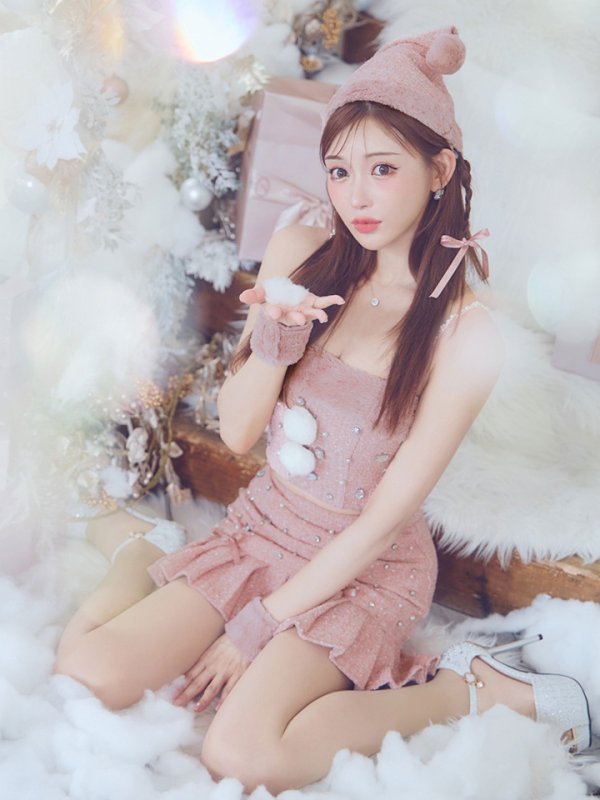 画像35: 【サンタSALE!!】【即日発送！】【サンタコス 4点セット】【XS-Lサイズ/1カラー】チェックセットアップビジューサンタコスプレ[HC02] (35)