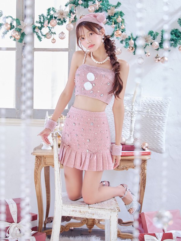 画像11: 【サンタSALE!!】【即日発送！】【サンタコス 4点セット】【XS-Lサイズ/1カラー】チェックセットアップビジューサンタコスプレ[OF01] (11)