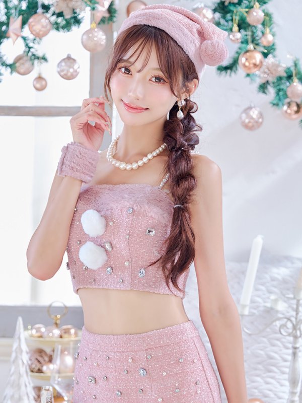 画像8: 【サンタSALE!!】【即日発送！】【サンタコス 4点セット】【XS-Lサイズ/1カラー】チェックセットアップビジューサンタコスプレ[OF01] (8)