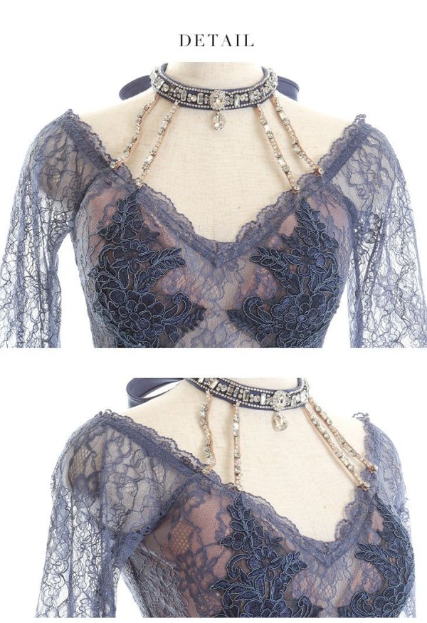 画像10: XSサイズあり【Glossy/グロッシー】ウエストシースルー/ レーススリーブ/ 袖あり/ オフショル/ タイト/ ミニドレス/ キャバドレス[OF08] (10)