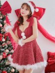 画像2: 【即日発送】【サンタコス 4点セット】【XS-XLサイズ/1カラー】チュールリボンツイードフレアサンタ[YMT] (2)