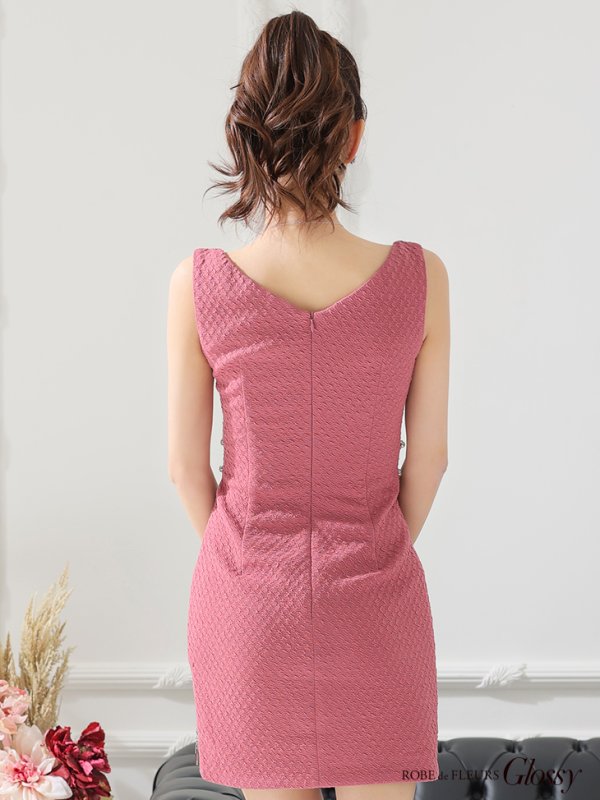 画像33: XSサイズあり【Glossy/グロッシー】バストジッパー/ ビジュー/ ワッフル/ ノースリーブ/ ワンカラー/ タイト/ ミニドレス/ キャバドレス[OF08] (33)