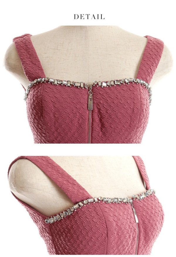 画像39: XSサイズあり【Glossy/グロッシー】バストジッパー/ ビジュー/ ワッフル/ ノースリーブ/ ワンカラー/ タイト/ ミニドレス/ キャバドレス[OF08] (39)