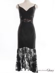 画像16: XSサイズあり【ROBE de FLEURS Glossy/ローブ・ド・フルール グロッシー】マーメイド/ レース/ アシンメトリーフリル/ キャミ/ ロングドレス/ キャバドレスlong[OF2] (16)