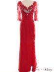 画像15: Lサイズあり【ROBE de FLEURS Glossy/ローブ・ド・フルール グロッシー】ジップ/ スリット/ ウエストビジュー/ レース袖/ 長袖/ 七分袖/ 袖あり/ ロングドレス/ キャバドレスlong[OF2] (15)