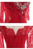 画像17: Lサイズあり【ROBE de FLEURS Glossy/ローブ・ド・フルール グロッシー】ジップ/ スリット/ ウエストビジュー/ レース袖/ 長袖/ 七分袖/ 袖あり/ ロングドレス/ キャバドレスlong[OF2] (17)