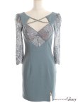 画像35: XS-Lサイズあり【ROBE de FLEURS Glossy/ローブ・ド・フルール グロッシー】クロスビジュー/ 五分袖/ 袖あり/ ストレッチ/ タイト/ ミニドレス/ キャバドレス[OF2] (35)