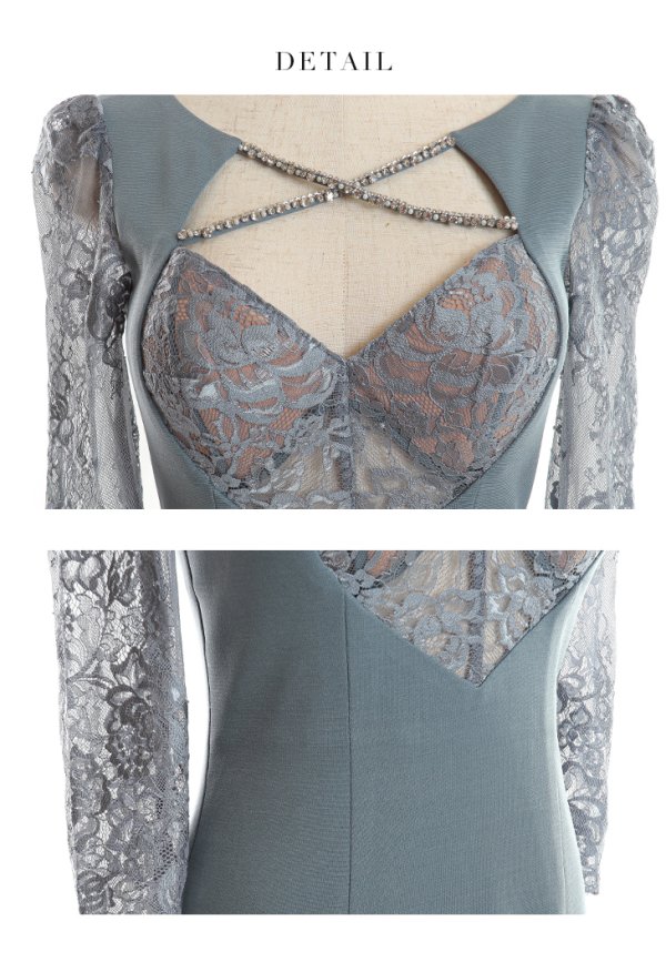 画像18: XS-Lサイズあり【Glossy/グロッシー】クロスビジュー/ 五分袖/ 袖あり/ ストレッチ/ タイト/ ミニドレス/ キャバドレス[OF08] (18)