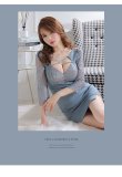 画像13: XS-Lサイズあり【ROBE de FLEURS Glossy/ローブ・ド・フルール グロッシー】クロスビジュー/ 五分袖/ 袖あり/ ストレッチ/ タイト/ ミニドレス/ キャバドレス[OF2] (13)