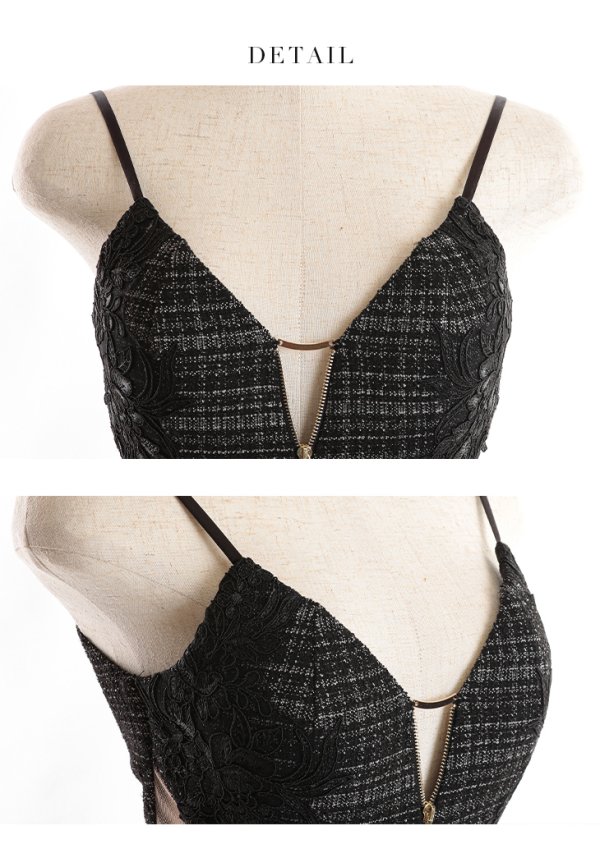 画像22: XSサイズあり【Glossy/グロッシー】スプリングツイード/ ジッパー/ キャミソール/ サイドシアー/ タイト/ ミニドレス/ キャバドレス[OF08] (22)