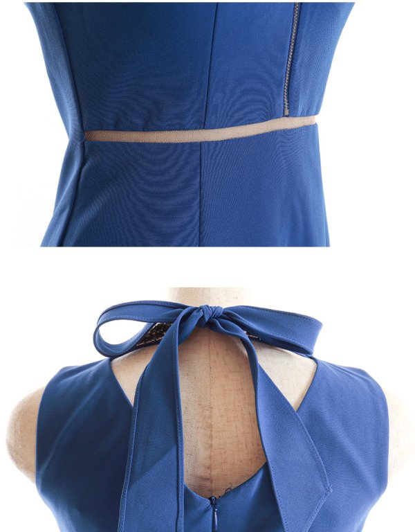 画像20: Lサイズあり【Glossy/グロッシー】フロントジッパー/ ウエストシースルー/ ワンカラー/ ノースリーブ/ タイト/ スリット/ ロングドレス/ キャバドレスlong[OF08] (20)