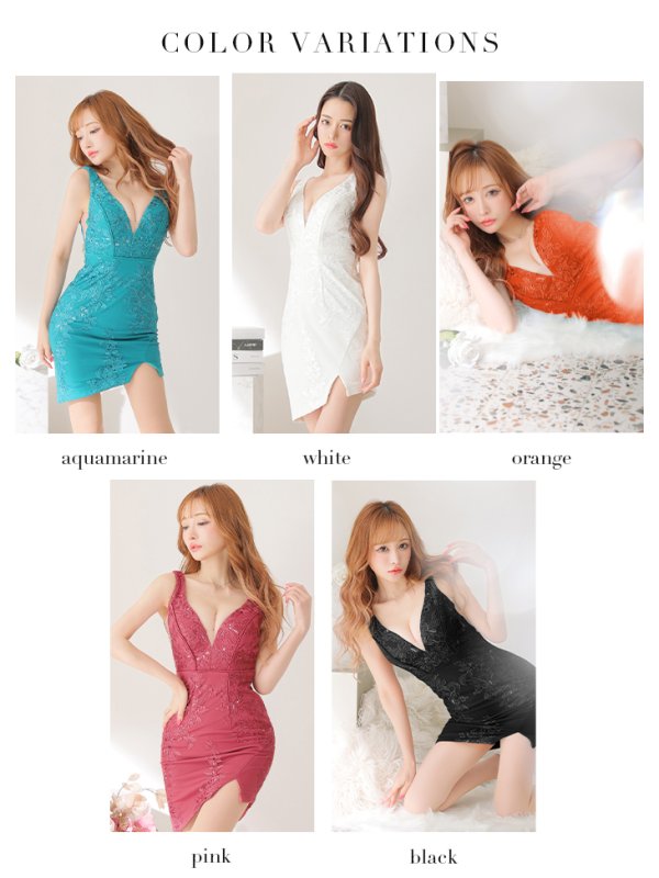 画像14: XSサイズあり【Glossy/グロッシー】フラワーモチーフ/ ノースリーブ/ 総レース/ アシンメトリー/ タイト/ ミニドレス/ キャバドレス[OF2] (14)
